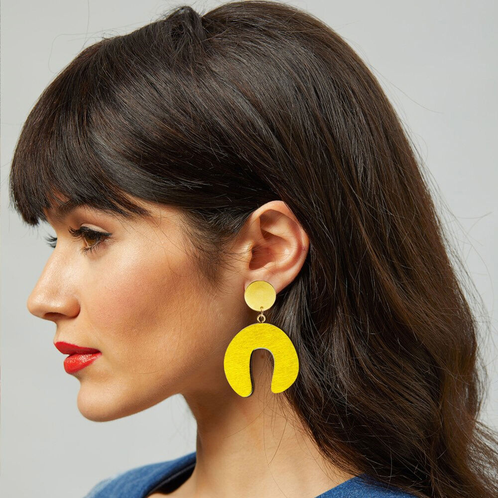 Shock Of Grey | D Doodle Earrings - Yellow