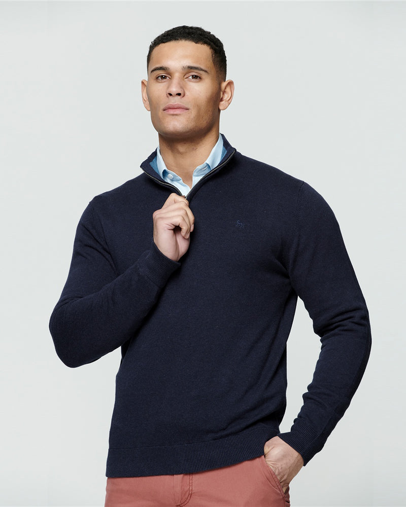 Magee | Carn 1/4 Zip Jumper-Navy