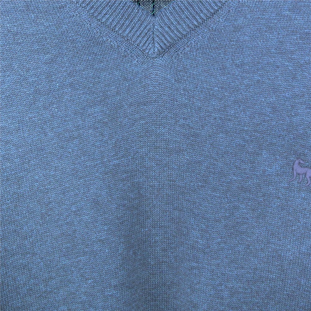 Magee | Carn Cotton V Neck Jumper- Sea Blue