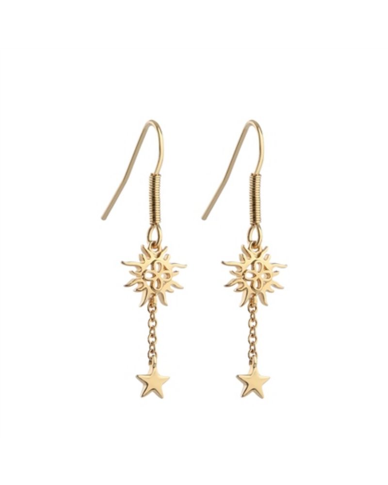 Newbridge Silverware Drop Earrings with Sun & Stars
