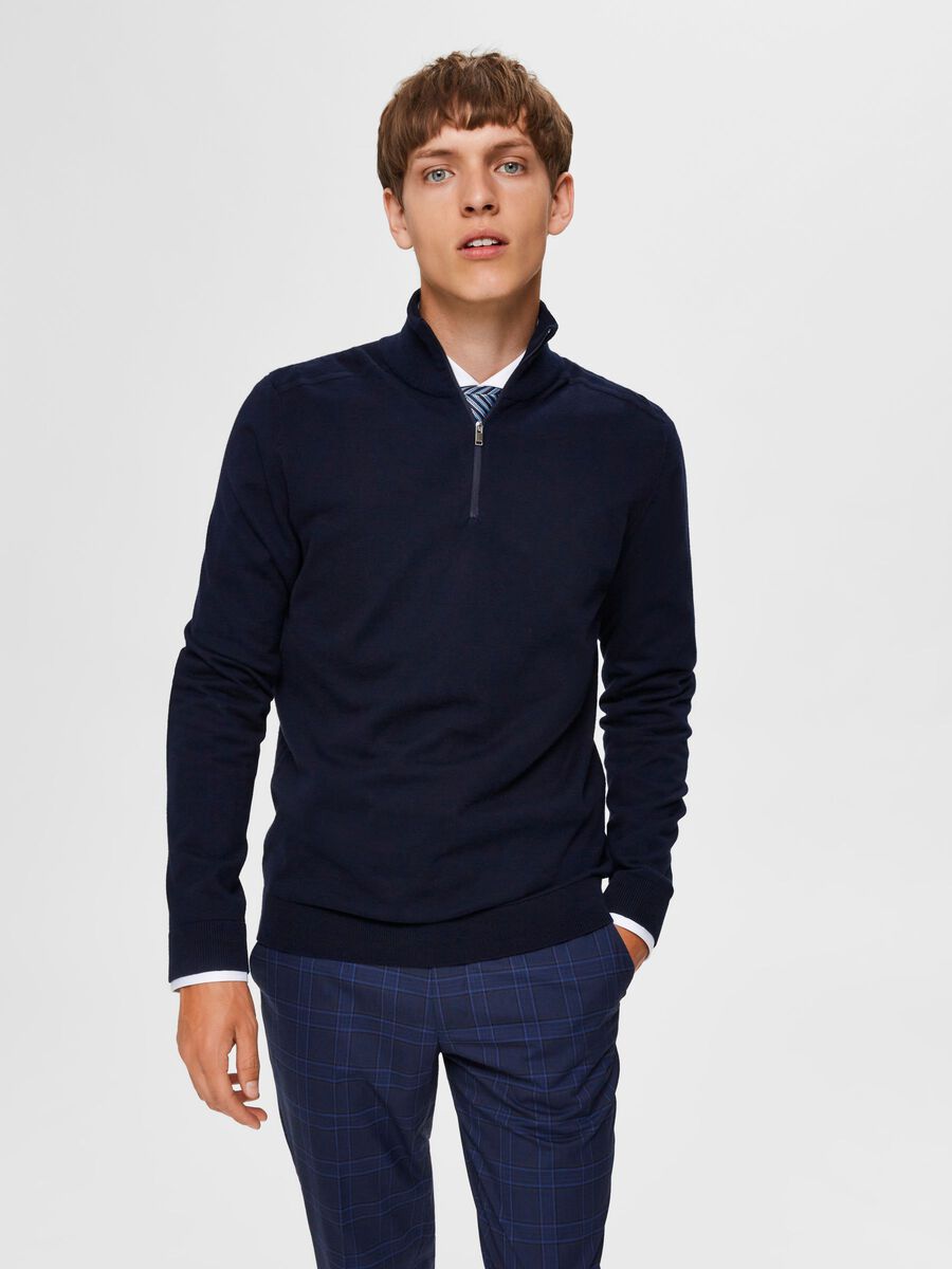 Selected Homme | Half Zip Cardigan - Navy Blazer