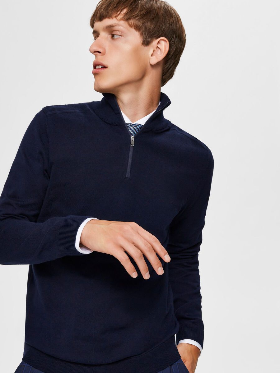 Selected Homme | Half Zip Cardigan - Navy Blazer