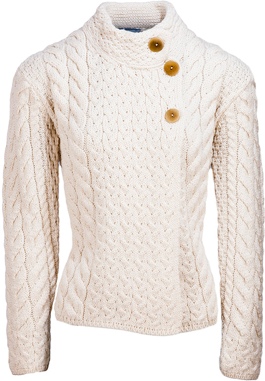 Super Soft Three Button Trellis Cardigan , Natural