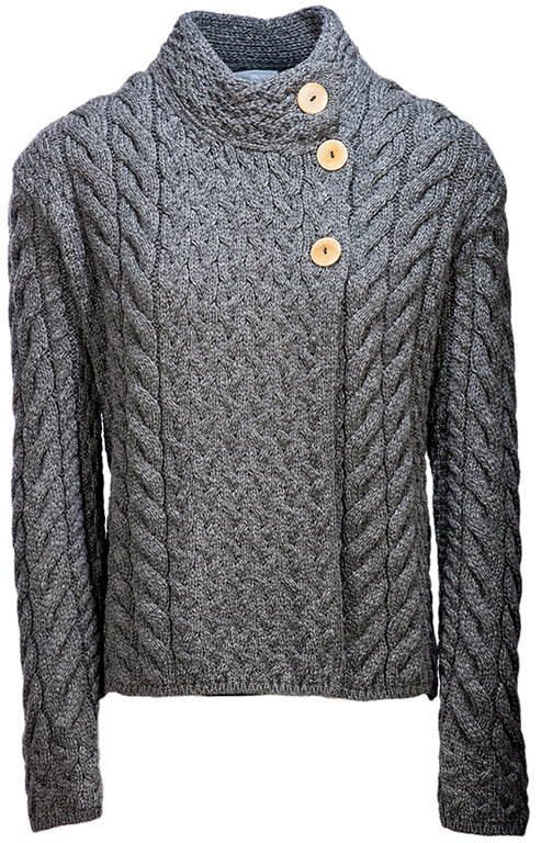 Super Soft Three Button Trellis Cardigan , Slate Grey