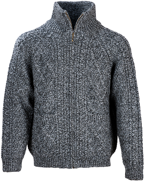 Handknit Unisex Zip Sweater , Charcoal