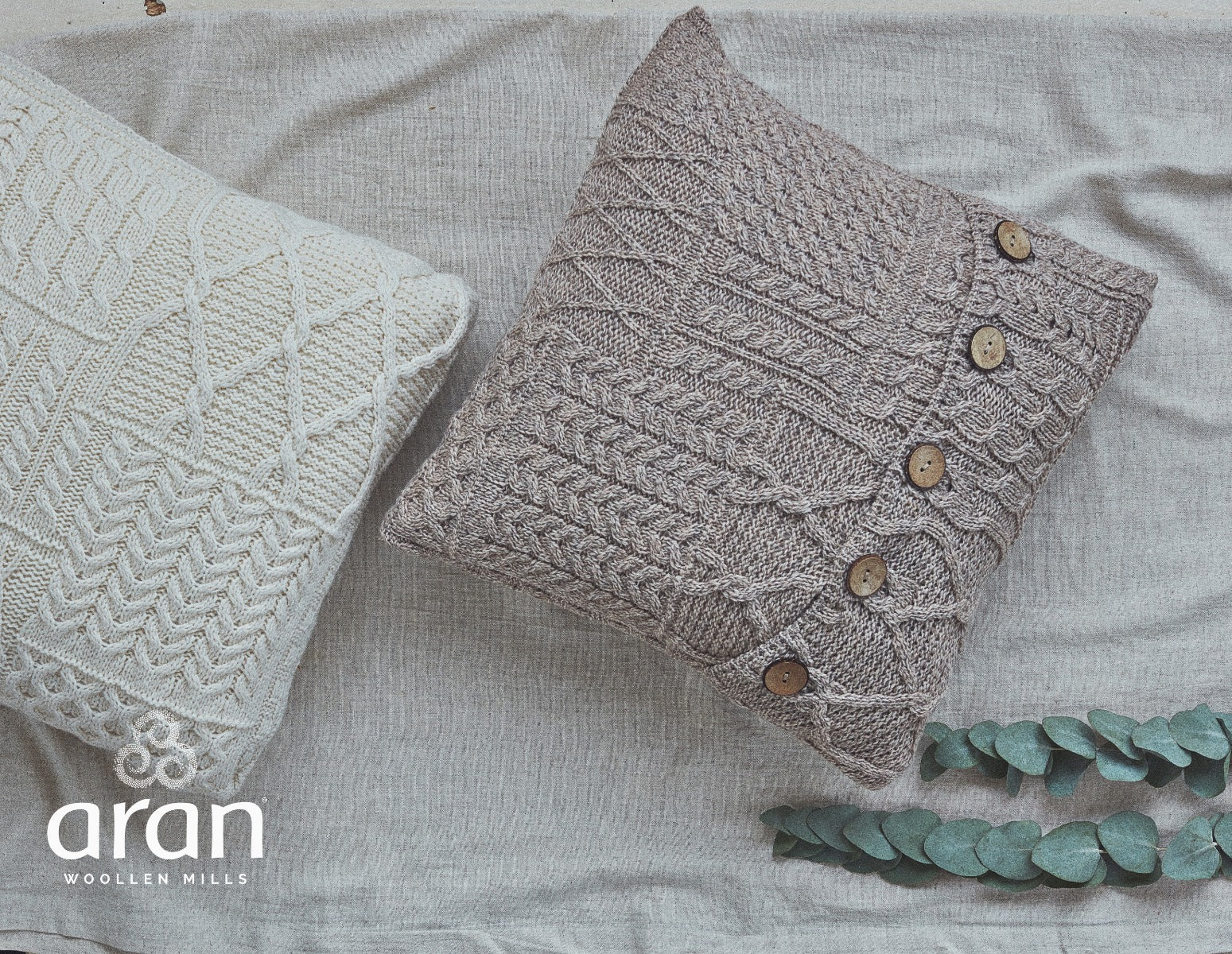 Aran Knit Cushion Cover , Wicker