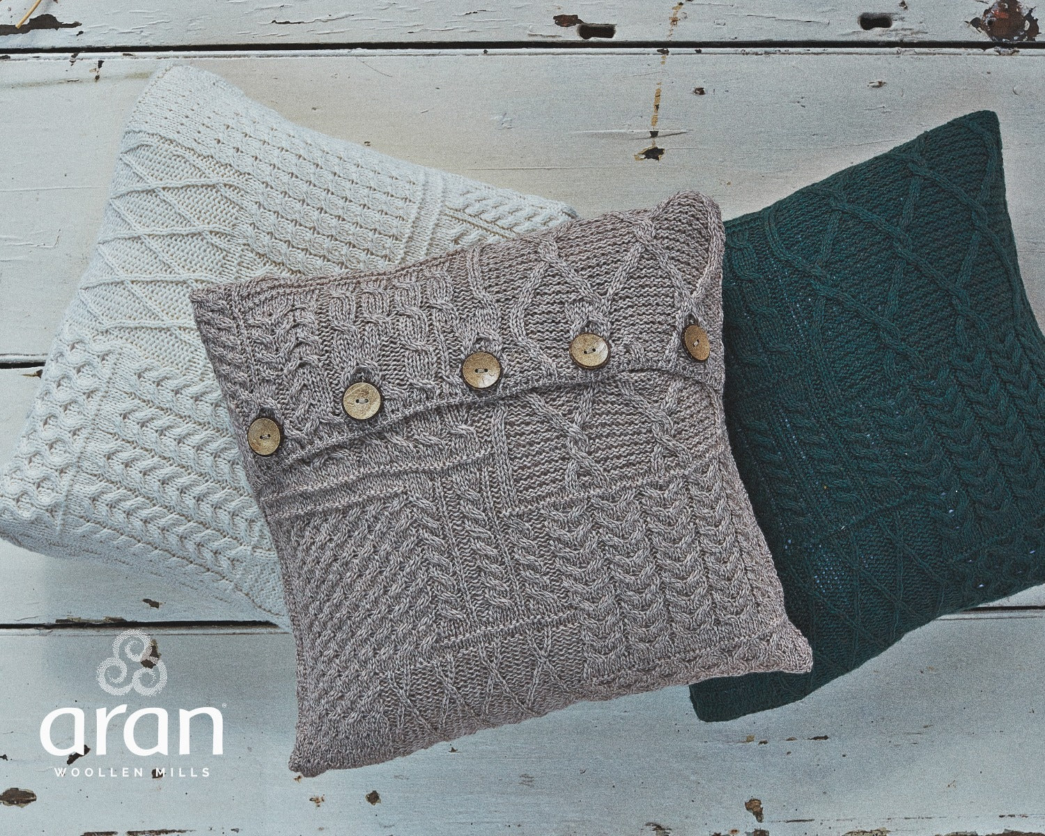 Aran Knit Cushion Cover , Wicker