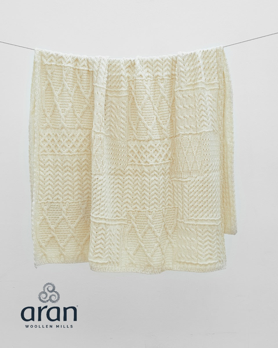 Aran Patchwork Blanket , Natural