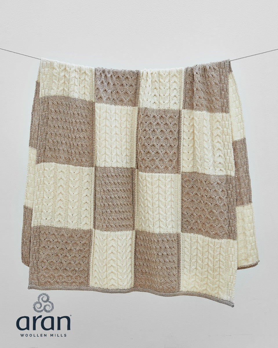 Aran Woollen Mills | Patchwork Blanket | Natural/Oat - A935