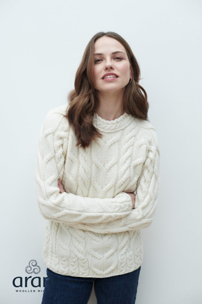 Supersoft Cable Knit Raglan Sweater , Natural