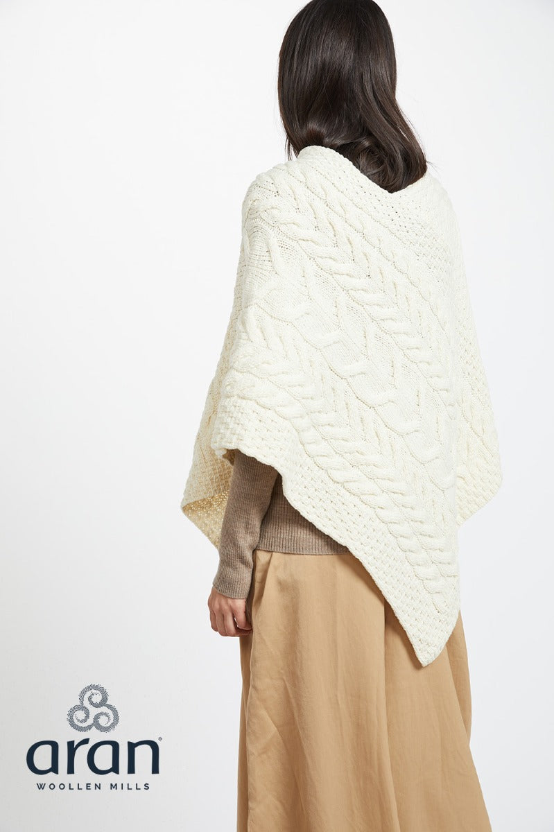 Merino Wool Triangular Poncho , Natural