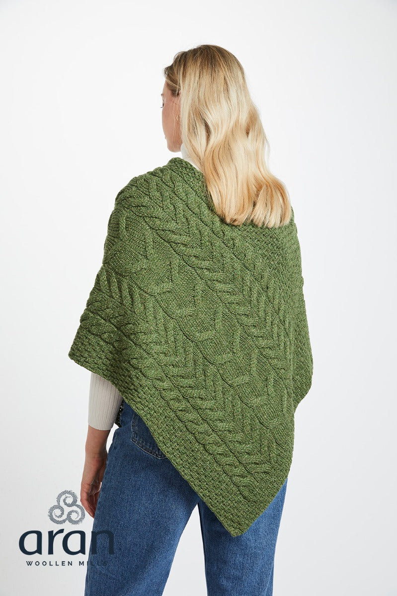 Merino Wool Triangular Poncho , Meadow Green