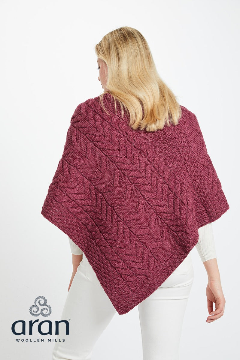 Merino Wool Triangular Poncho , Jam