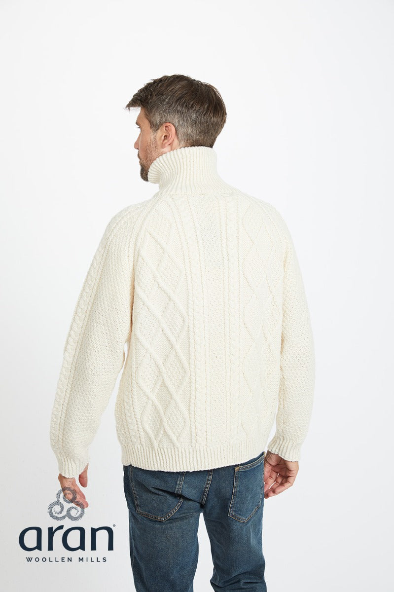 Handknit Unisex Zip Sweater , Natural