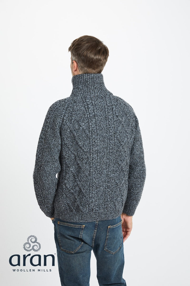 Handknit Unisex Zip Sweater , Charcoal