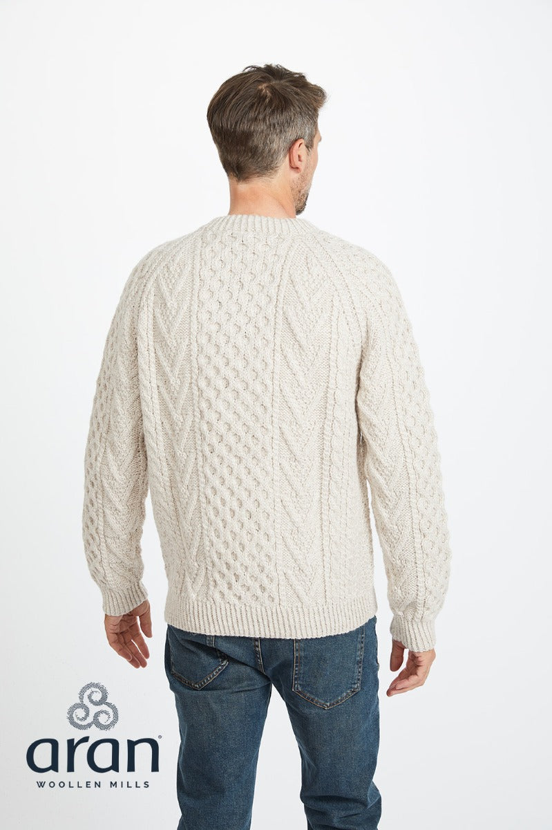 Handknit Crew Neck Unisex Sweater , Natural