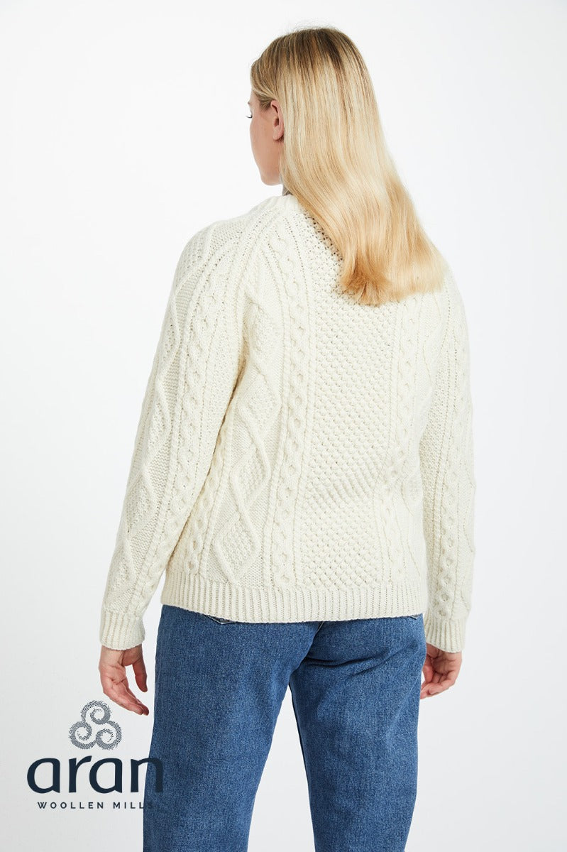 Aran Handknit Lumber Cardigan with Pockets , Natural