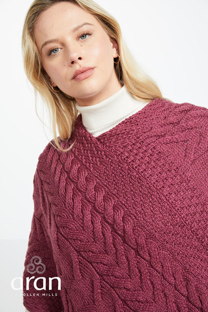 Merino Wool Triangular Poncho , Jam