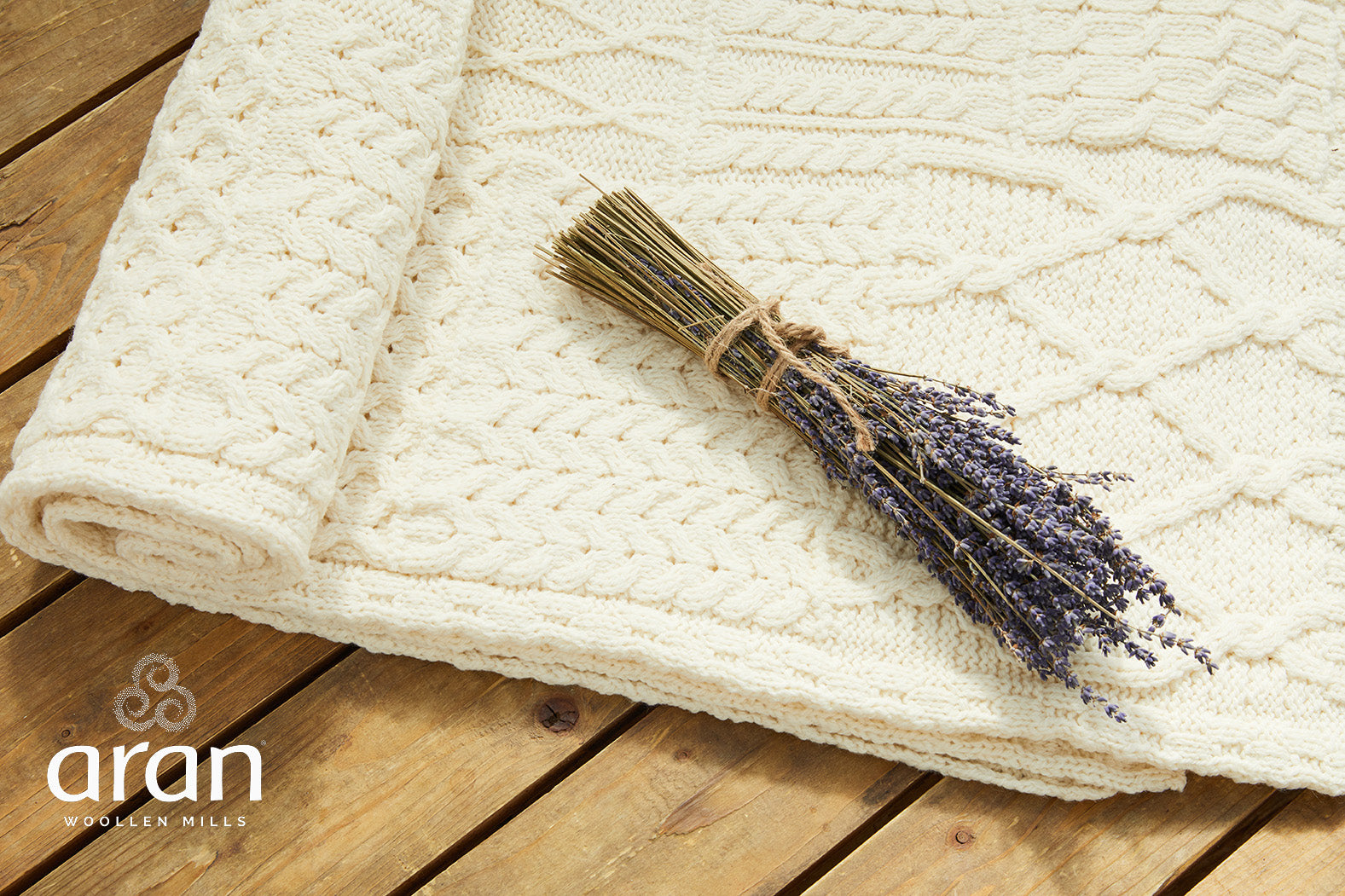 Aran Patchwork Blanket , Natural