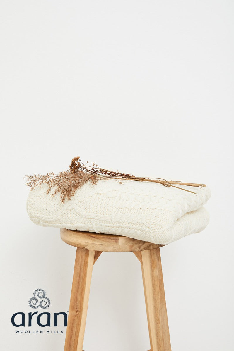 Aran Patchwork Blanket , Natural