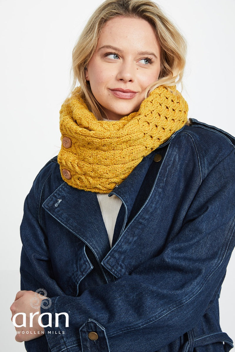 Snood Scarf with Buttons , Sun Yellow