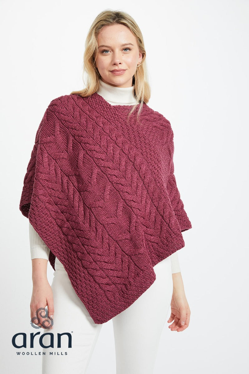 Merino Wool Triangular Poncho , Jam