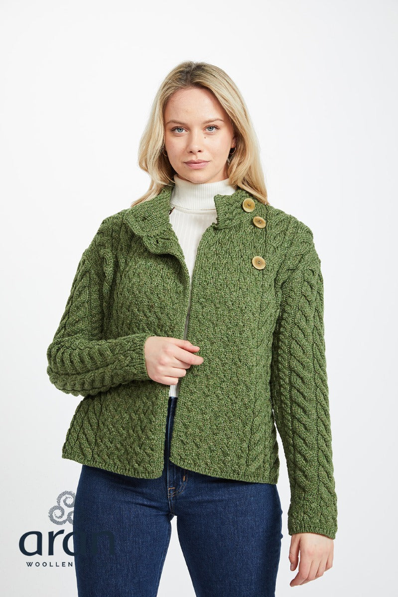 Super Soft Three Button Trellis Cardigan , Meadow Green