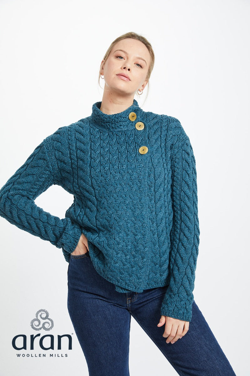 Super Soft Three Button Trellis Cardigan , Irish Sea Blue