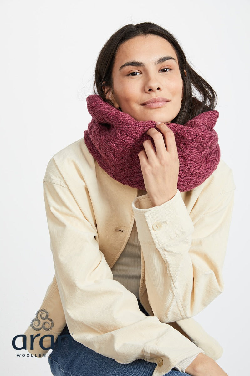 Super Soft Infinity Cable Scarf , Jam Pink