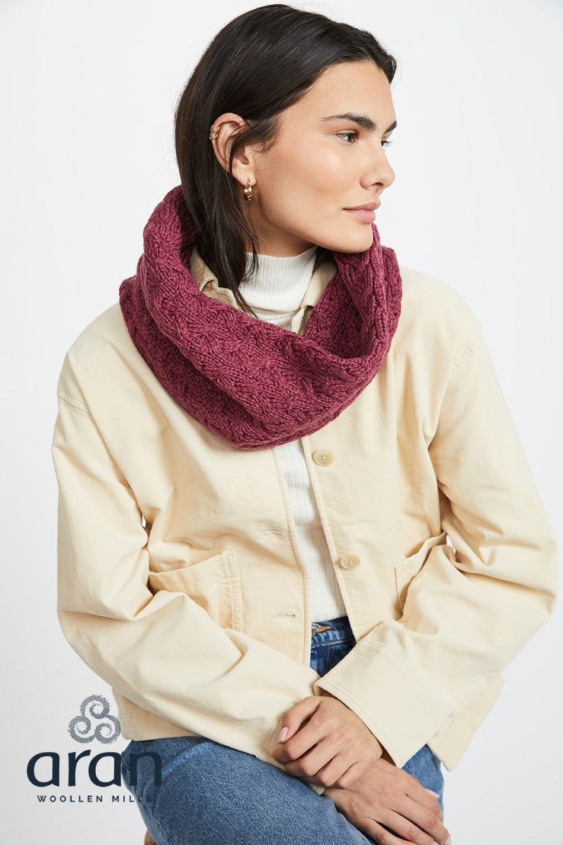 Super Soft Infinity Cable Scarf , Jam Pink