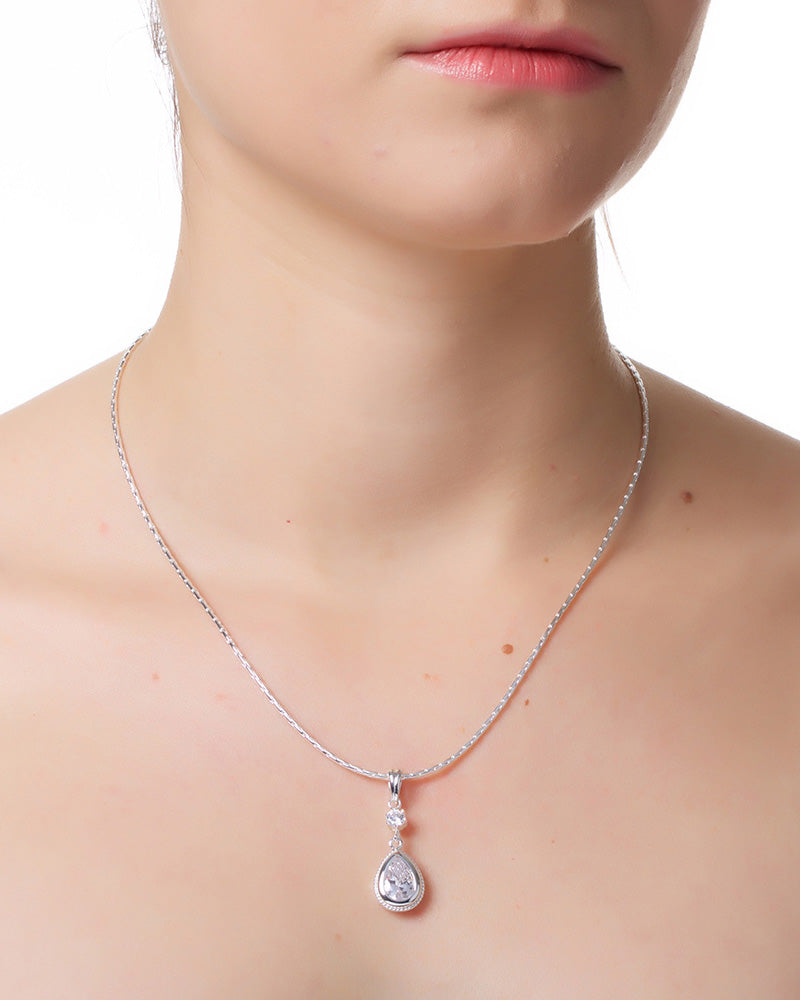 Newbridge Silverware | Drop Pendant Clear Stone