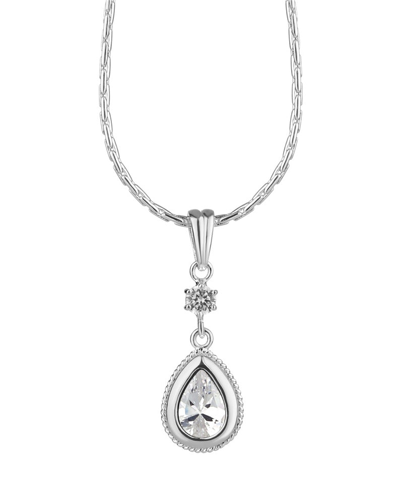 Newbridge Silverware | Drop Pendant Clear Stone