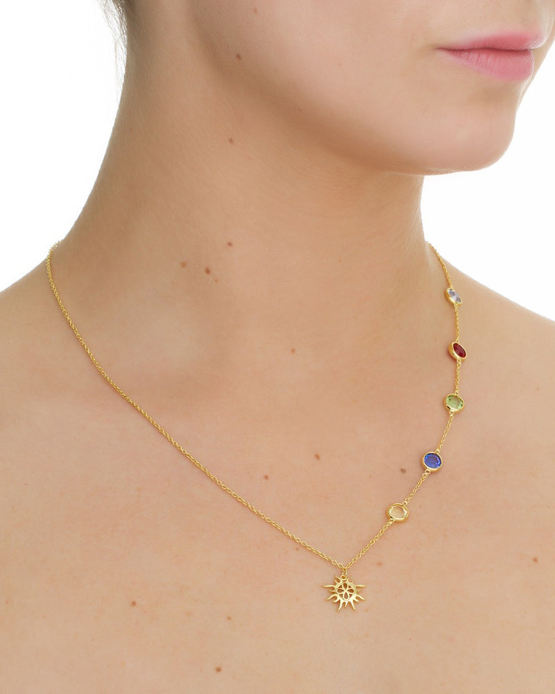 Newbridge Silverware Necklace with Multi Coloured Stones