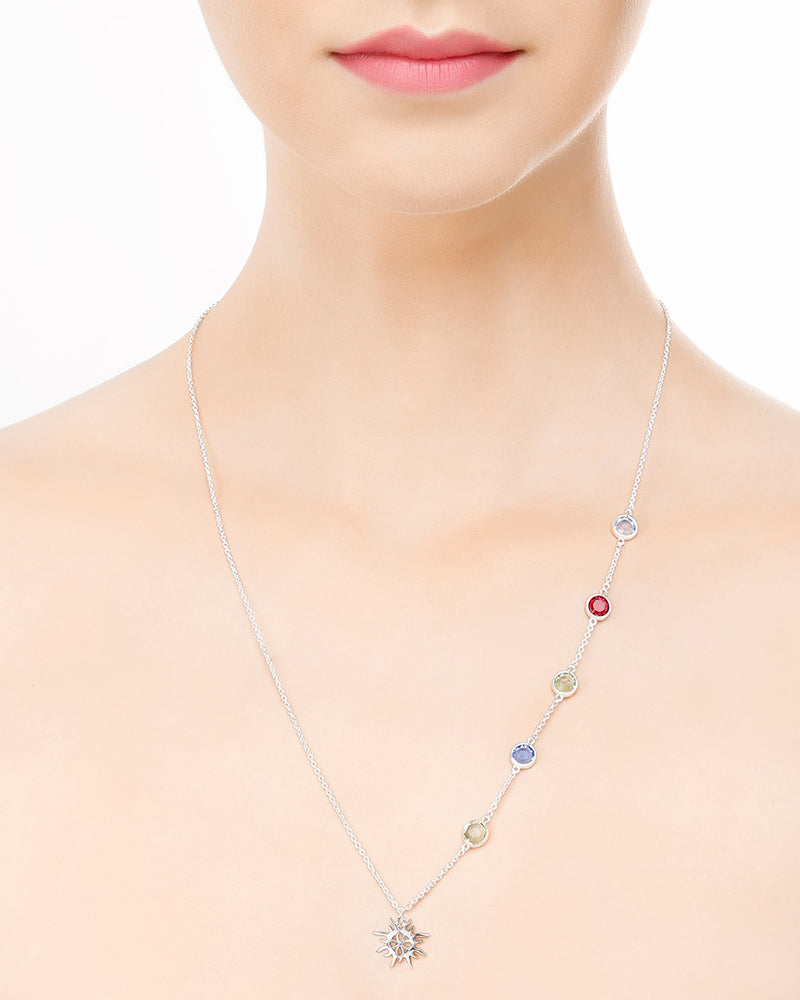 Newbridge Silverware Silver Plate Necklace with Coloured Stones
