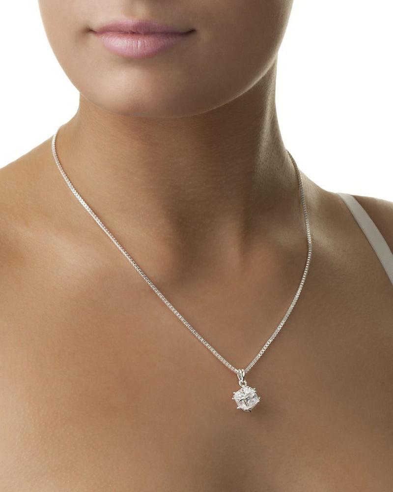 Newbridge Silverware Square Drop Pendant with Stone