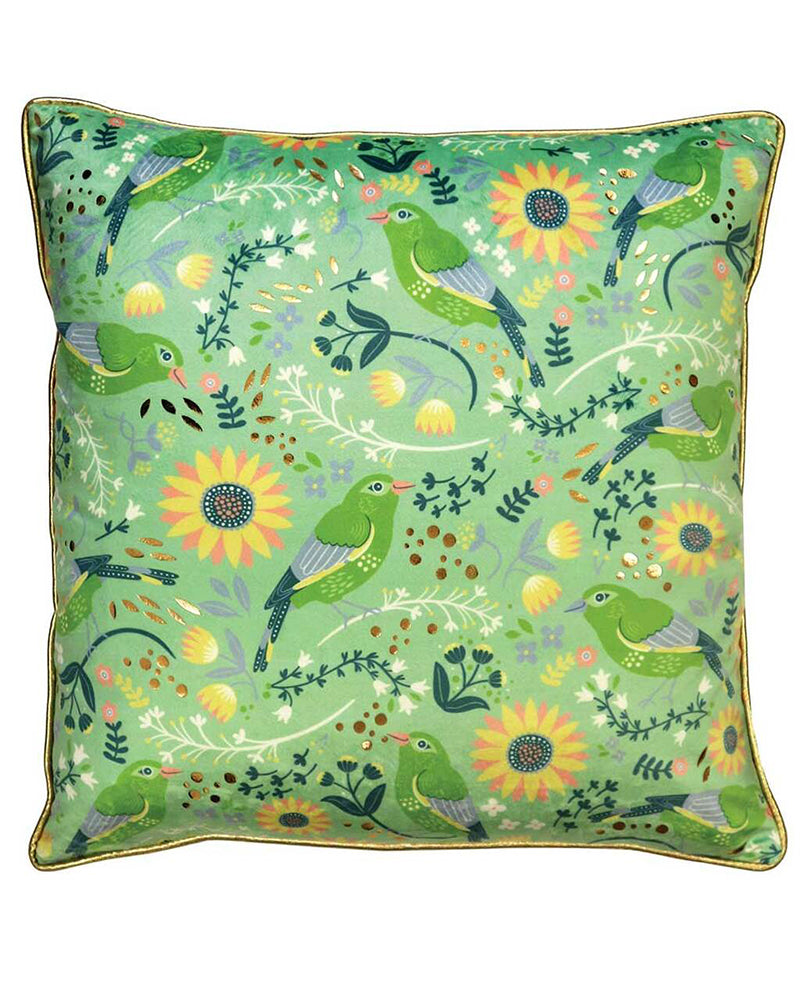 Tipperary Crystal | Birdy Cushion- Greenfinch