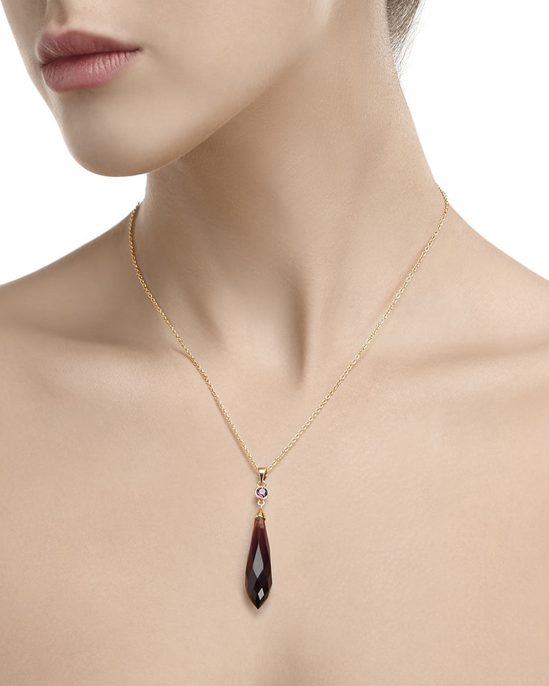 Newbridge Silverware | Goldplate Drop Pendant-Purple Ston