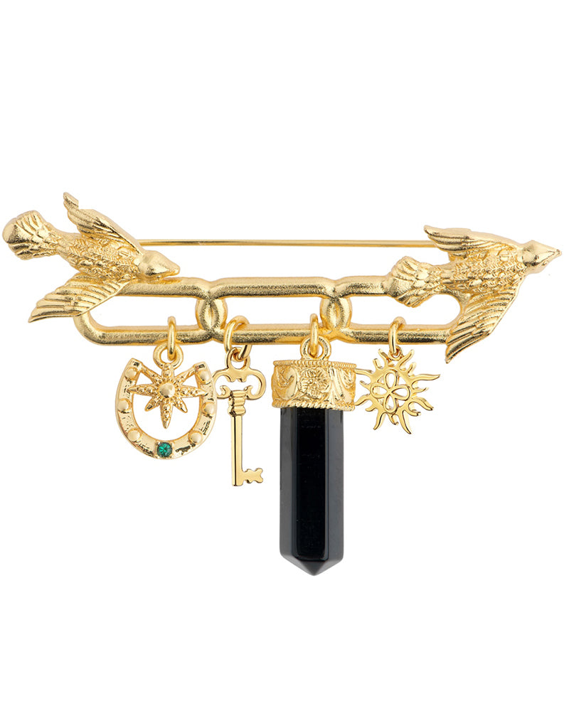 Newbridge Silverware | Amy Huberman Gold Plated Brooch with Birds and Charms