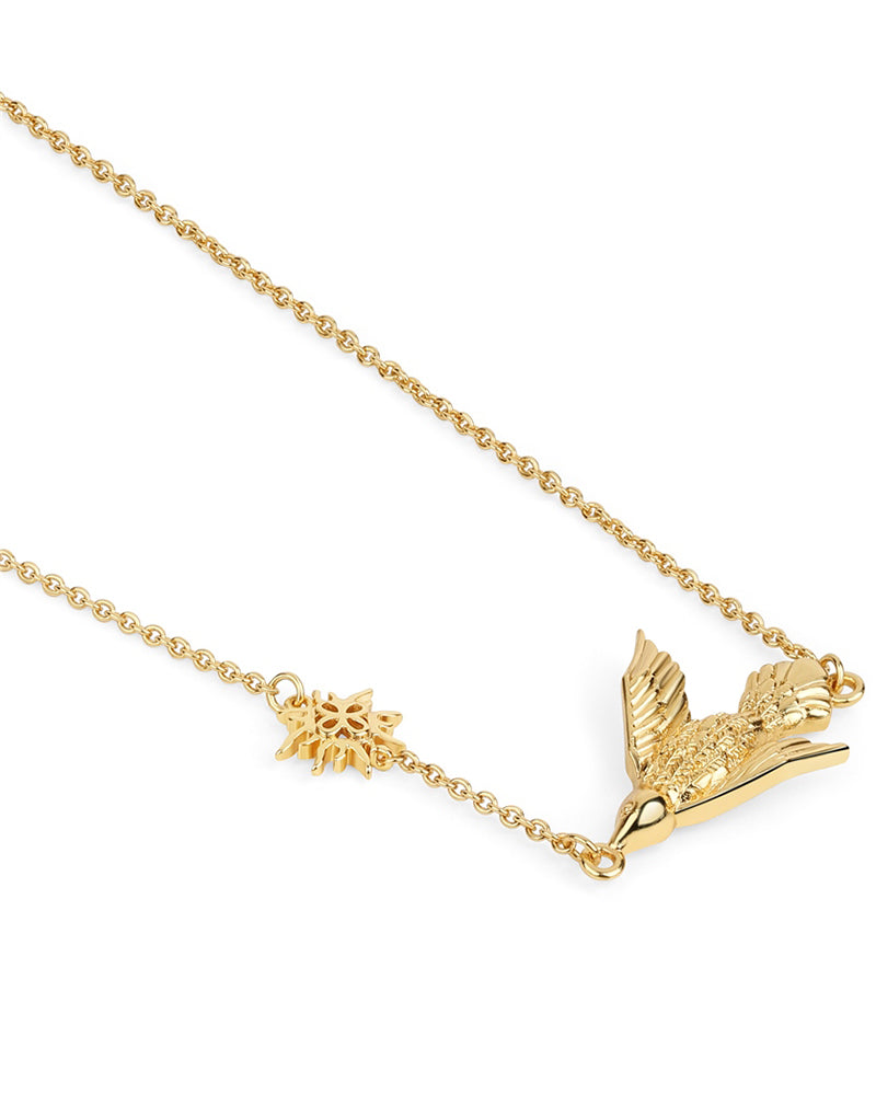 Newbridge Silverware Gold Plated Necklace with Bird and Sun Charm