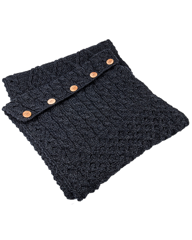 Snood Scarf with Buttons , Derby Charcoal
