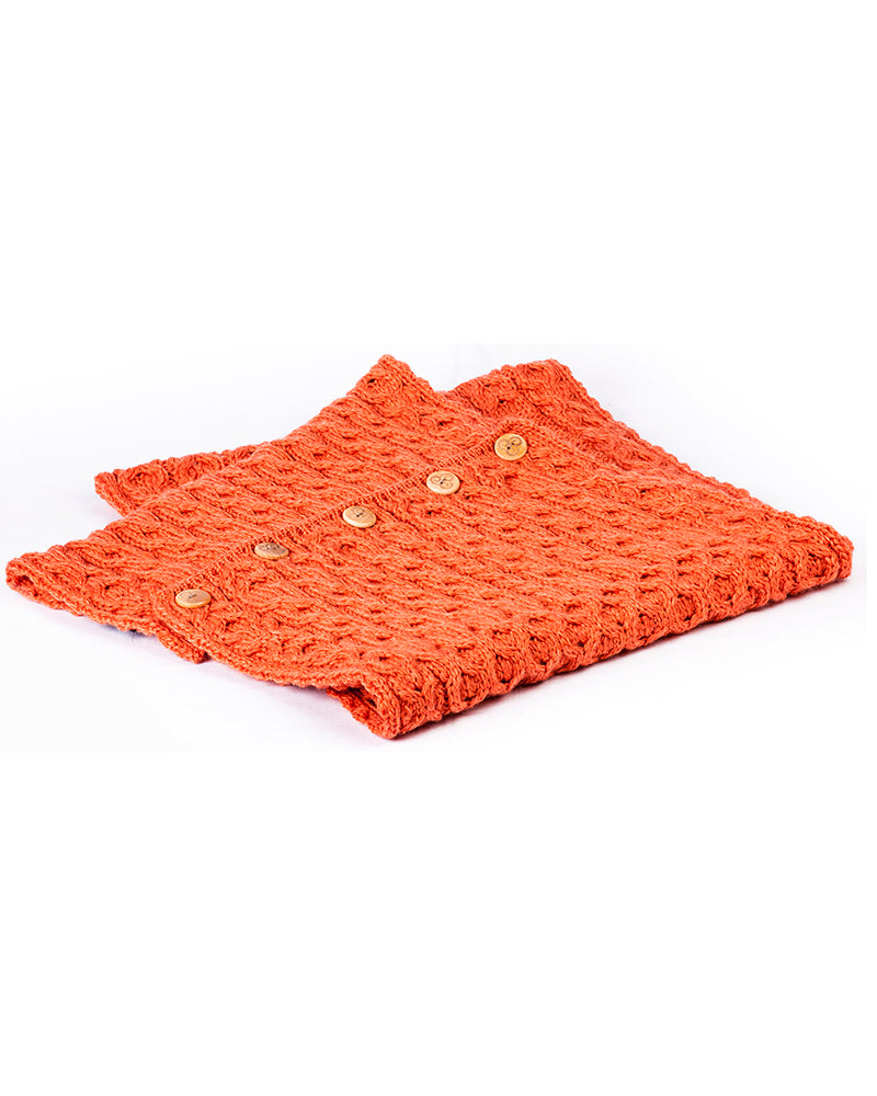 Snood Scarf with Buttons , Autumn Leaves Orange