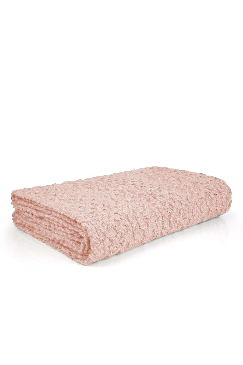 Irelands Eye | Luxe Aran Cashmere/Wool Throw-Light Pink