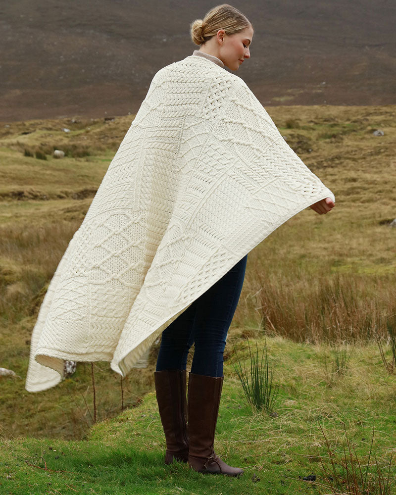 Aran Patchwork Blanket , Natural
