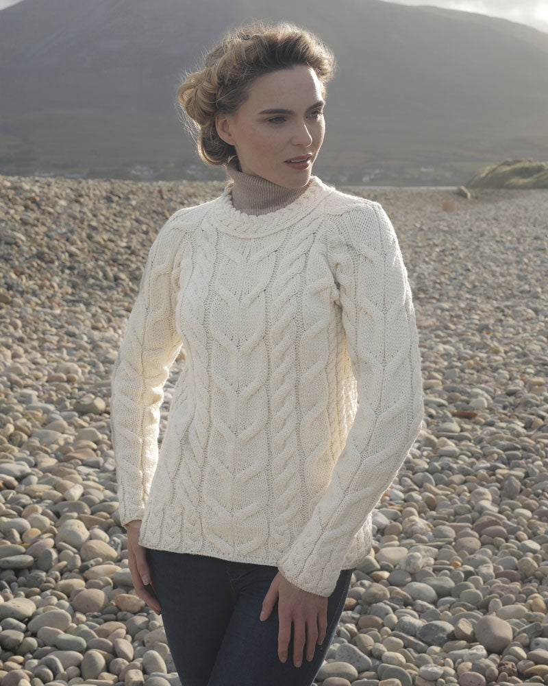 Supersoft Cable Knit Raglan Sweater , Natural