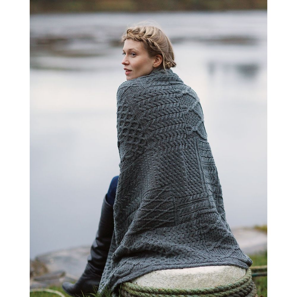 Patchwork Aran Blanket , Derby Charcoal