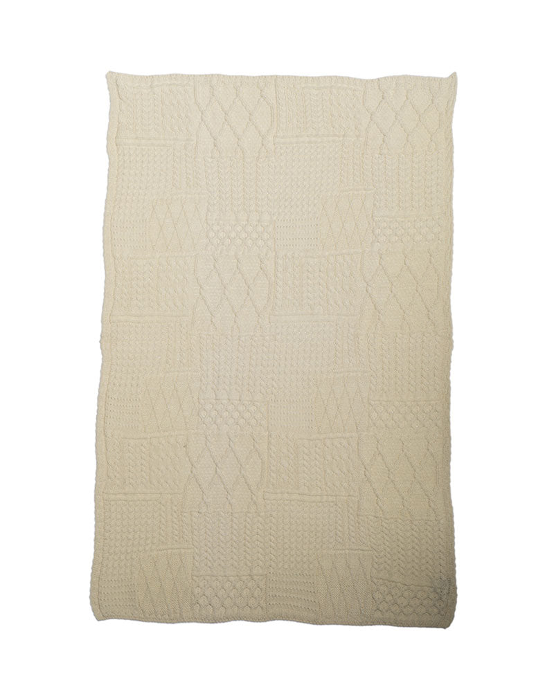 Aran Patchwork Blanket  , Natural