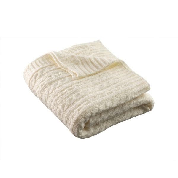 Galway Crystal | Aran Knit Throw - Soft White