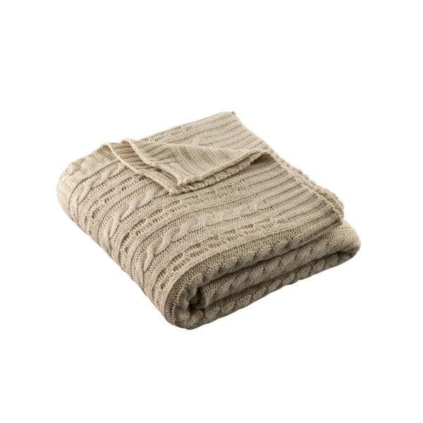 Galway Crystal | Aran Knit Throw - Warm Grey