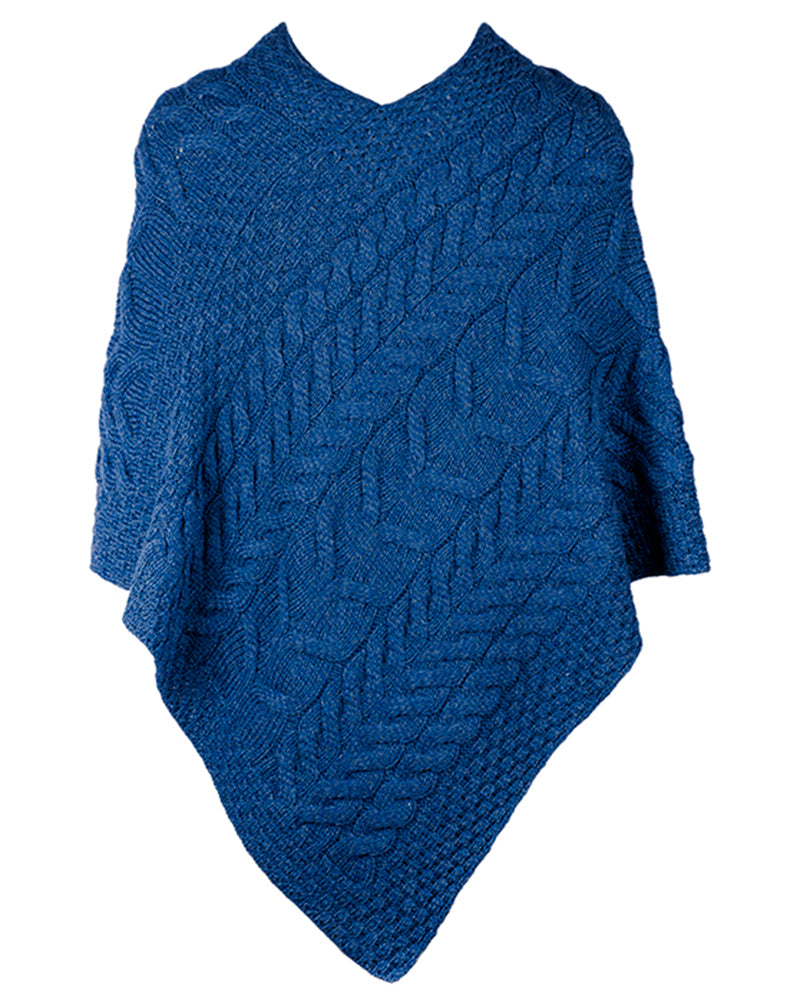 Merino Wool Triangular Poncho , Ink Blue
