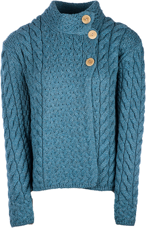 Super Soft Three Button Trellis Cardigan , Irish Sea Blue